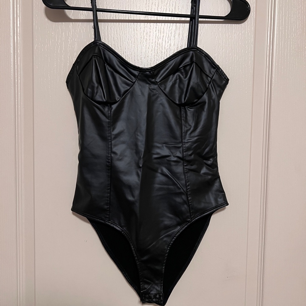Forever 21 Black Faux Leather Top